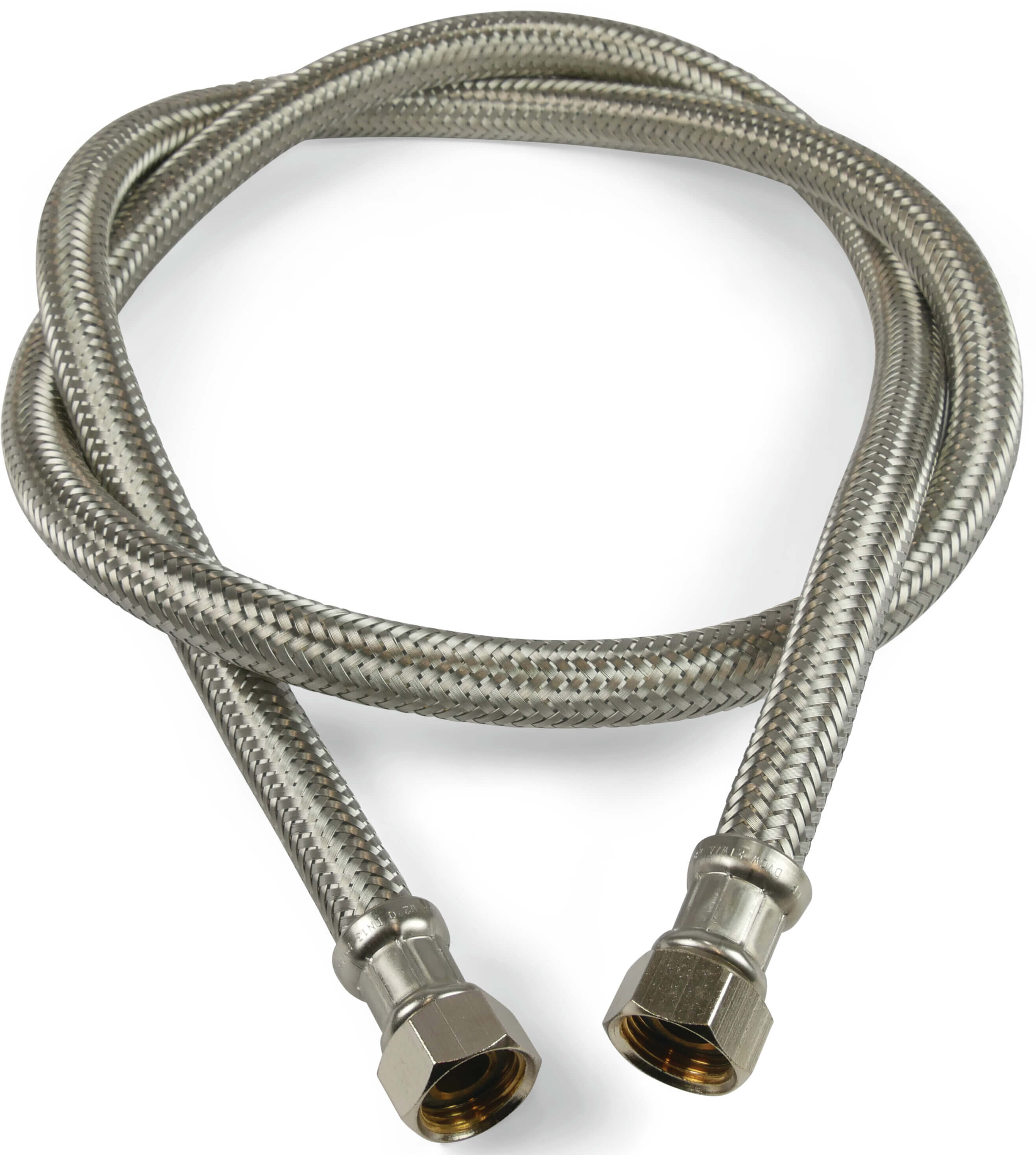 Braided hose stainless steel/silicone 1/2" female threaded nut 150cm stainless steel KTW/DVGW type straight