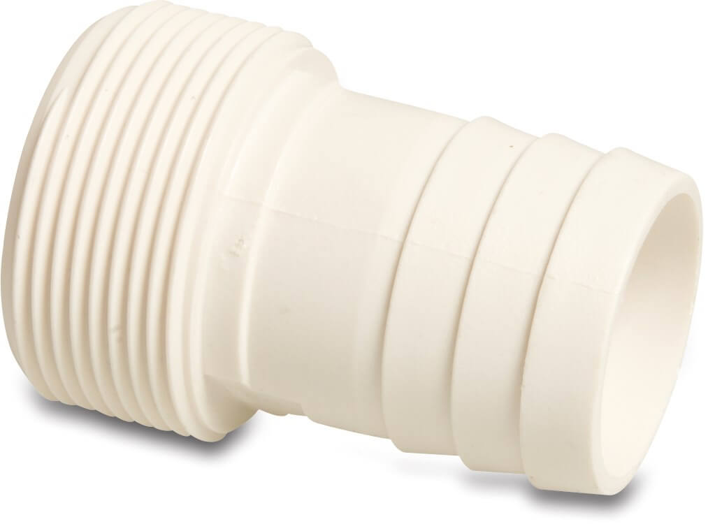 Hose tail 1 1/2" x 38 mm male thread x hose tail white