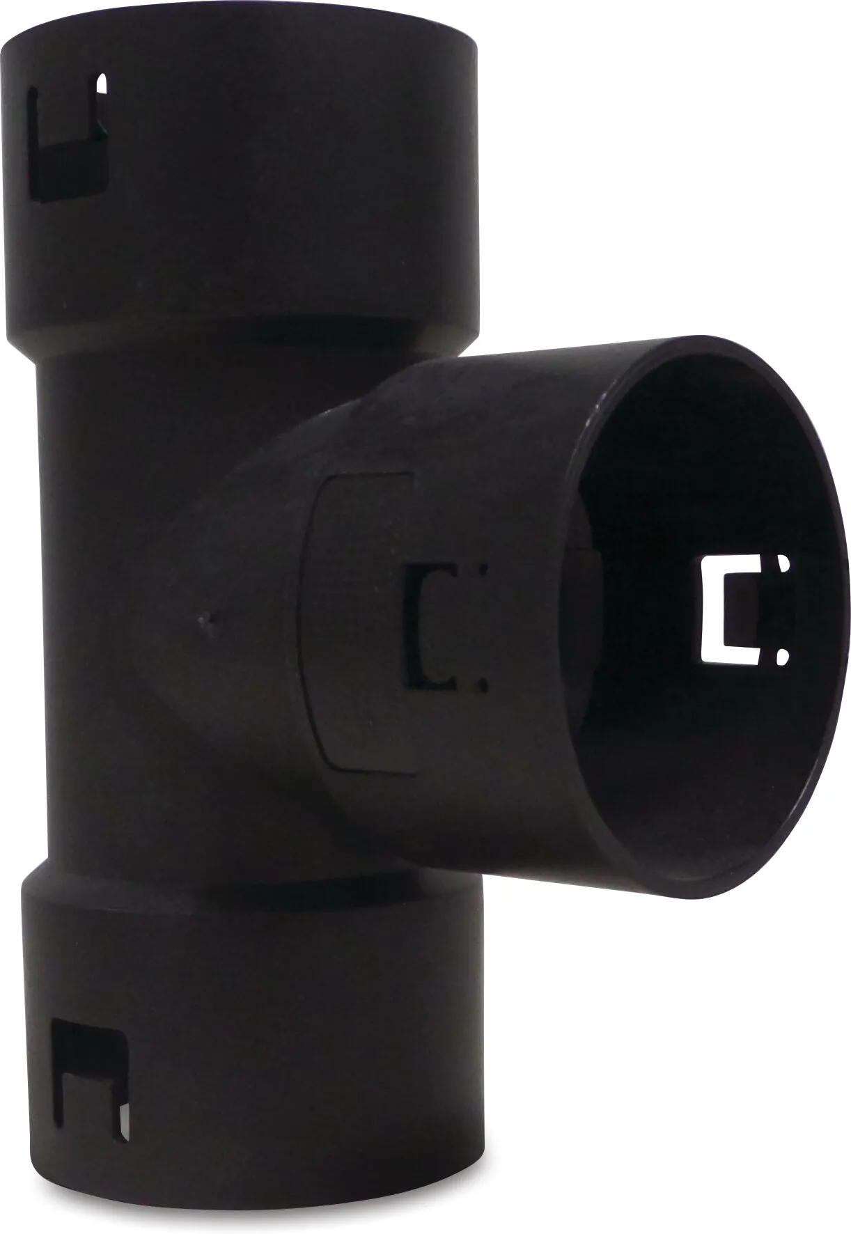 T-piece 90° PP 60 mm click socket black
