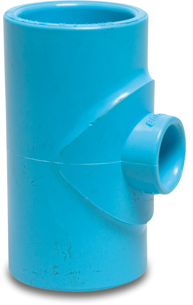 T-stuk 90° PVR 25 mm x 20 mm x 25 mm lijmmof 12,5bar blauw