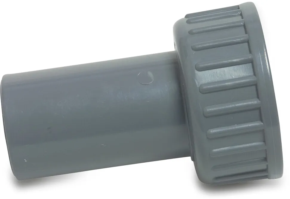 VDL 2/3 union coupler PVC-U 40 mm x 1 1/2" spigot x female threaded nut 16bar grey