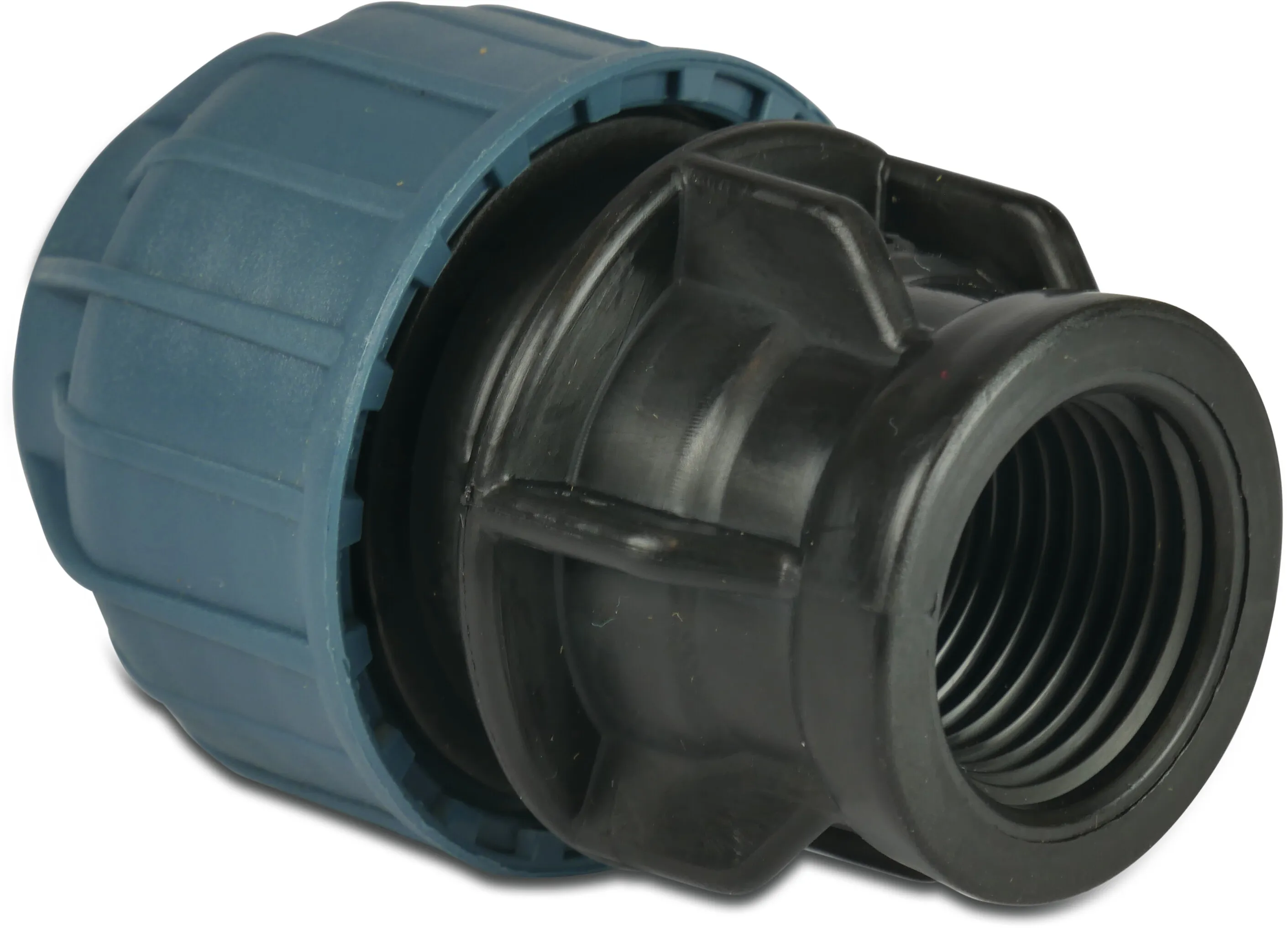 Jason Adaptor socket PP 32 mm x 3/4" compression x female thread 10bar black/blue
