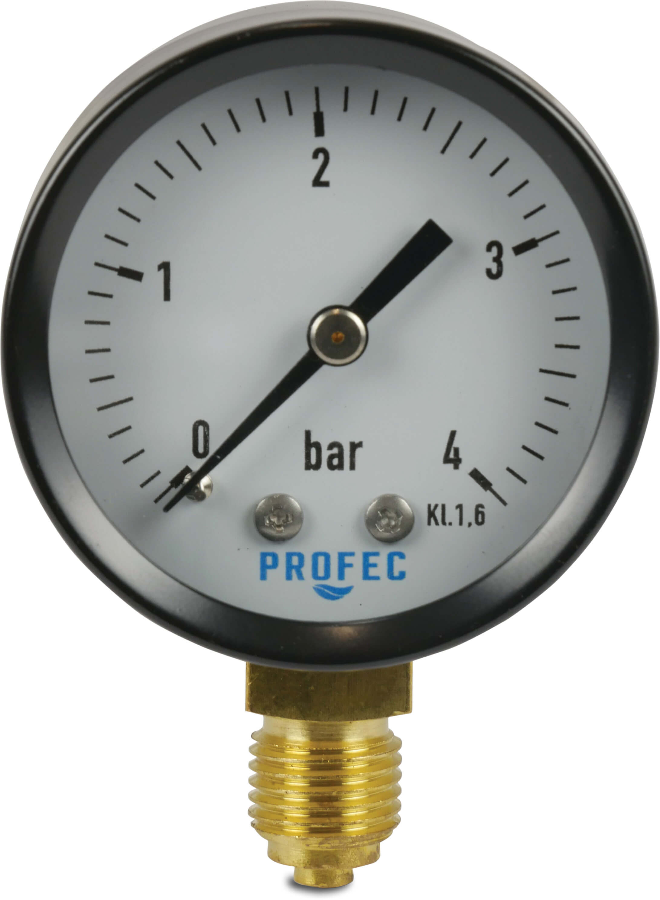 Profec Manometer 50 mm Außengewinde 0 - 6bar Schwarz Typ Trocken Unten 1/4"