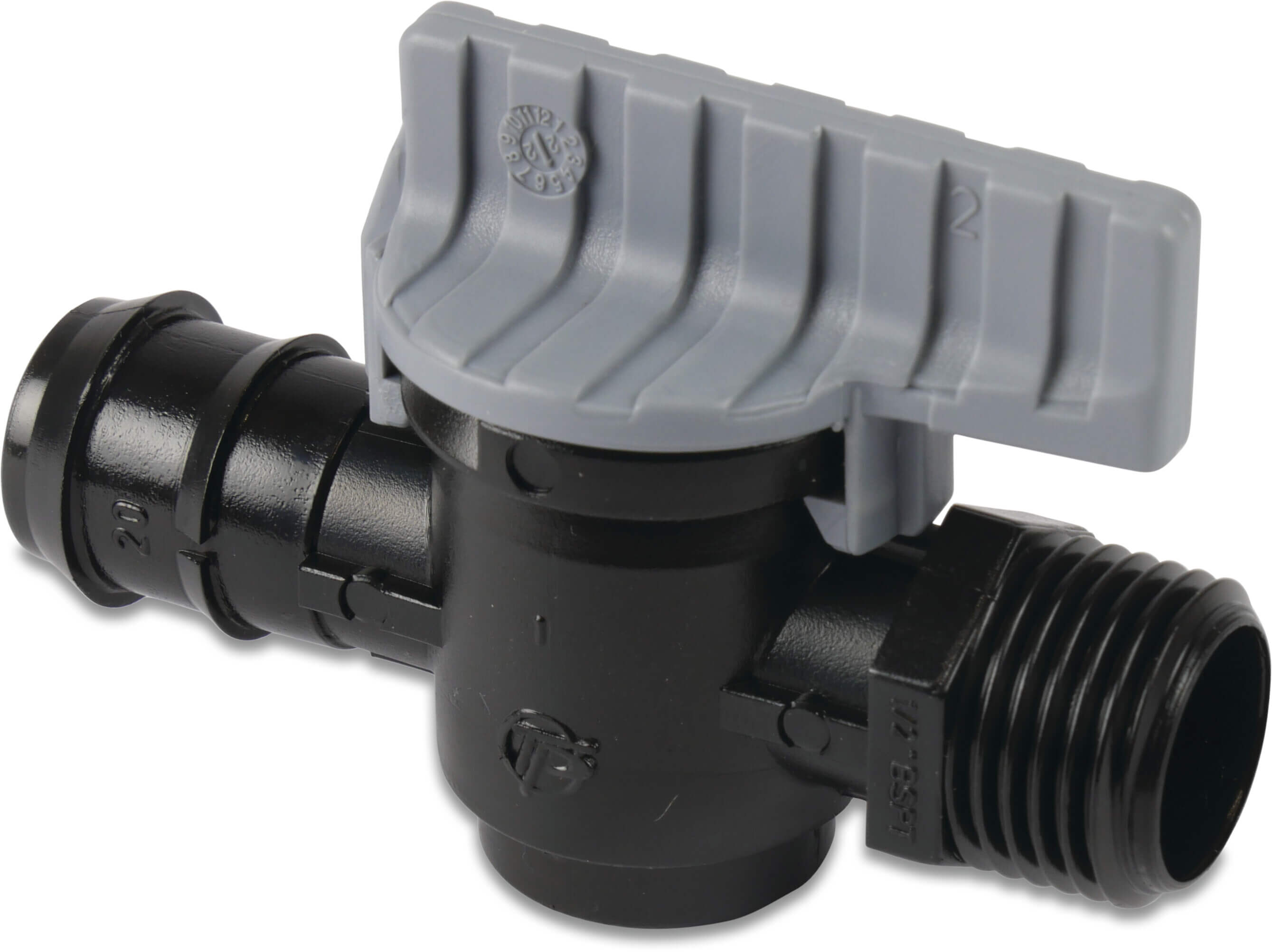 Tavlit Plug valve PP 20 mm x 1/2" barbed x male thread 8bar