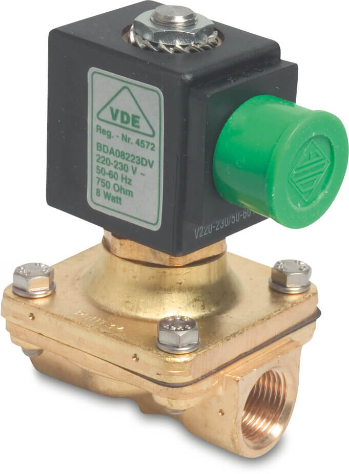 Solenoid valve brass 3/4" female thread 14bar 230VAC type HK