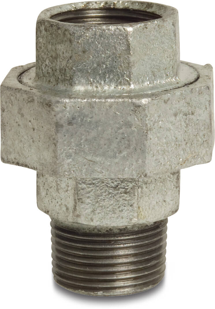 Profec Nr. 341 Union coupler cast iron galvanised 3" female thread x male thread 25bar DVGW type conical