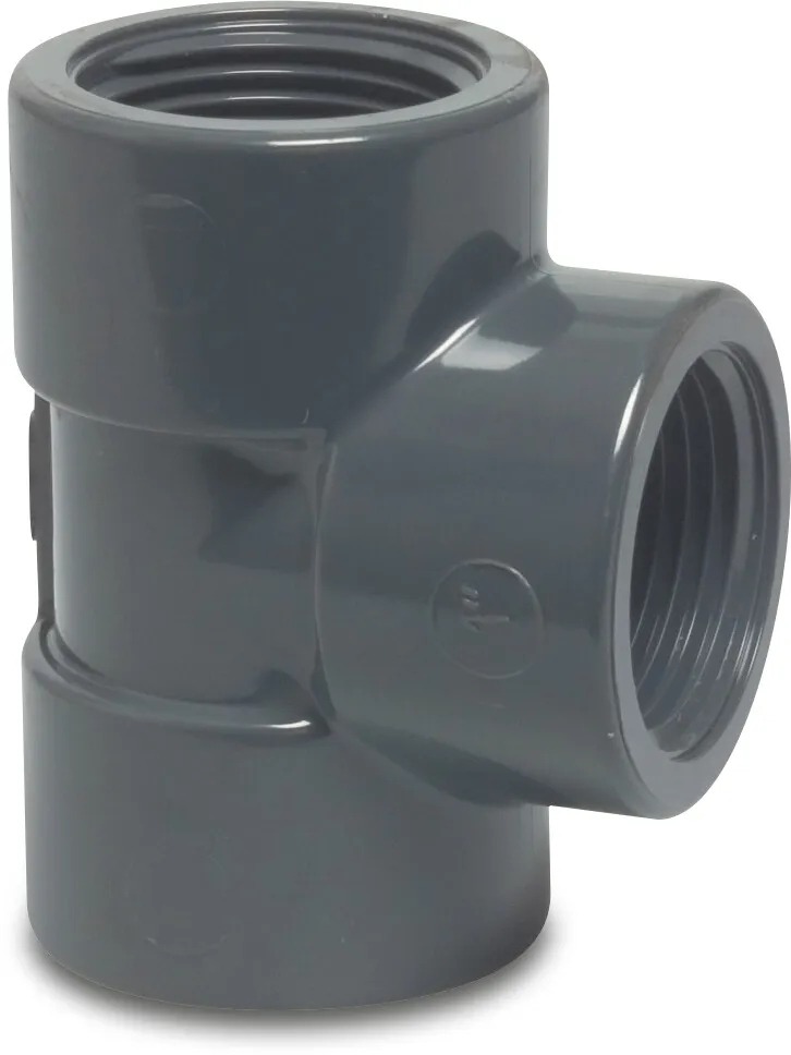 Profec T-piece 90° PVC-U 1" female thread 10bar grey