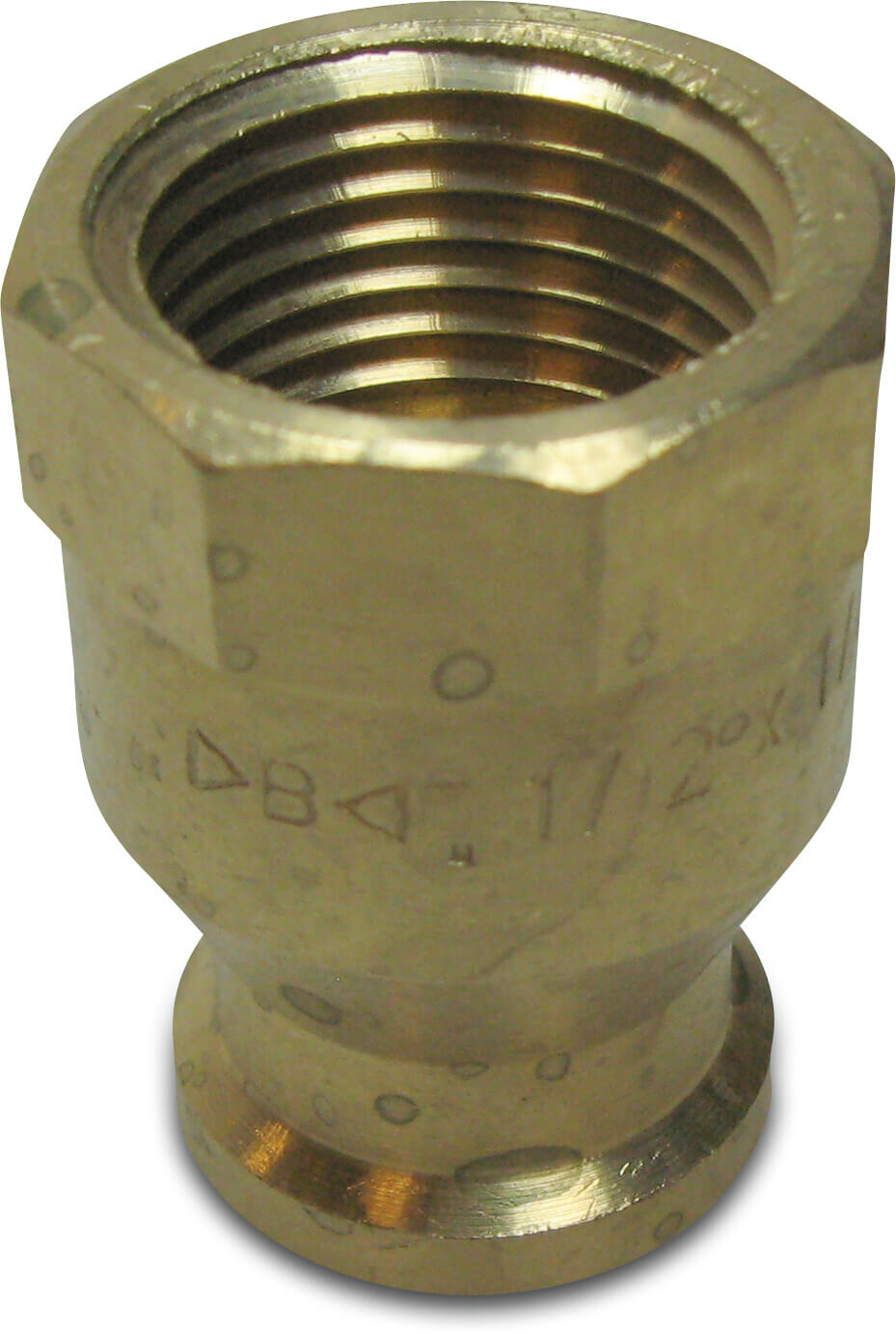 Nr. 240 Verloopsok brons 1/2" x 1/4" binnendraad 25bar