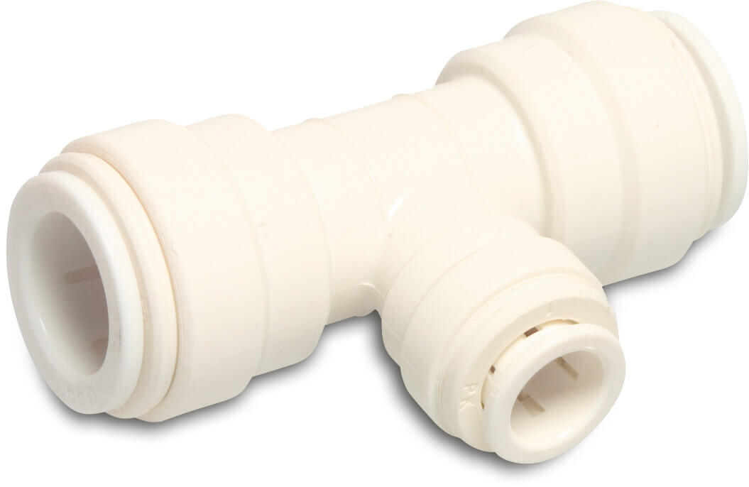 Speedfit Reduzier T-Stück 90° POM 22 mm x 15 mm x 22 mm Einsteck 10bar Weiß DVGW/KIWA/WRAS