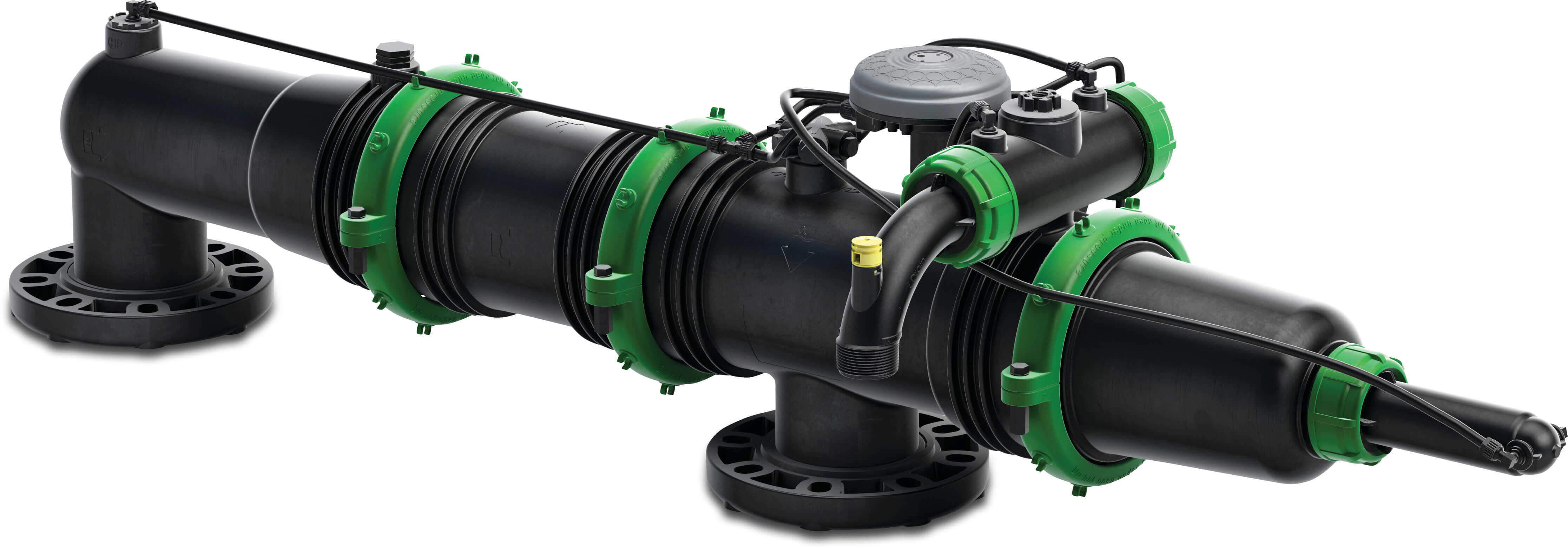 Amiad Automatic filter fibreglass reinforced nylon DN100 flange 8bar 100micron 0,1 mm stainless steel 316 9-12VDC latch black/green 1 x 4" filter type Mini Sigma On-line