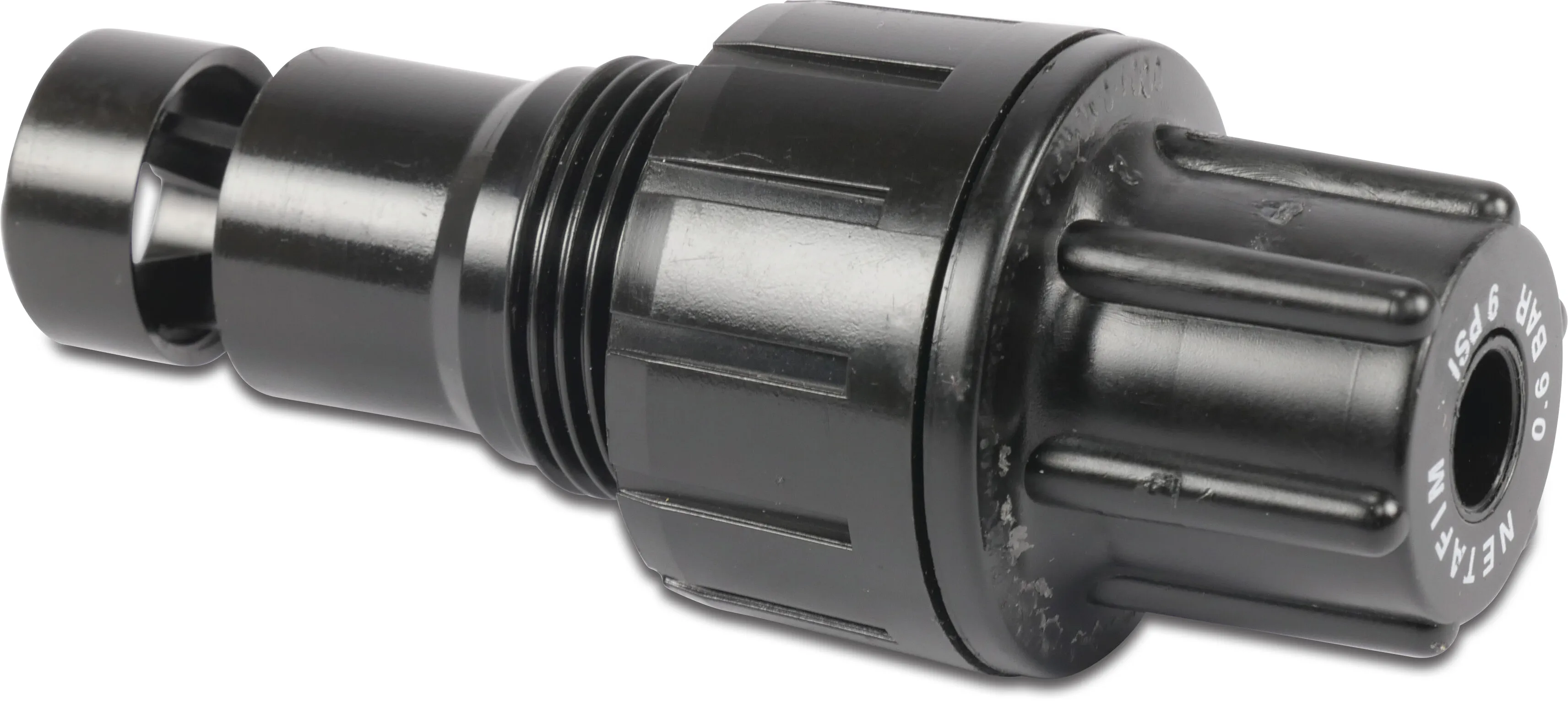Netafim Pressure regulator spring plastic 3/4" male thread 10bar black type PRV 2000 Outlet pressure 1.1 bar