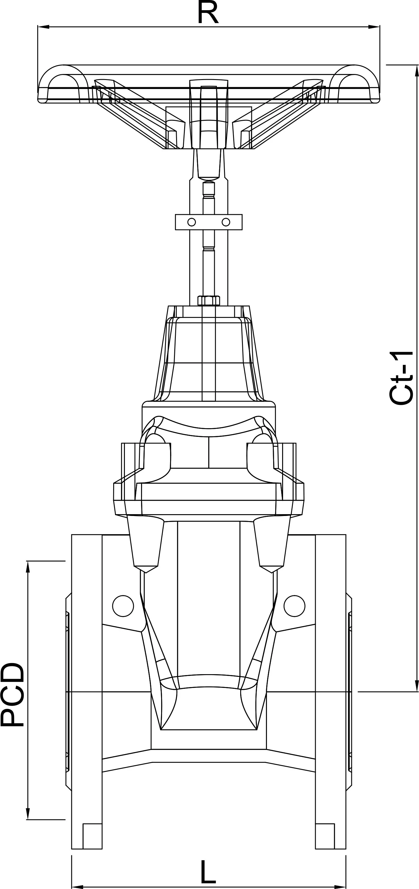 Profec Gate valve cast iron GG 25 powder coated DN150 DIN flange 10bar DN150 black PN10/16 type 200/N