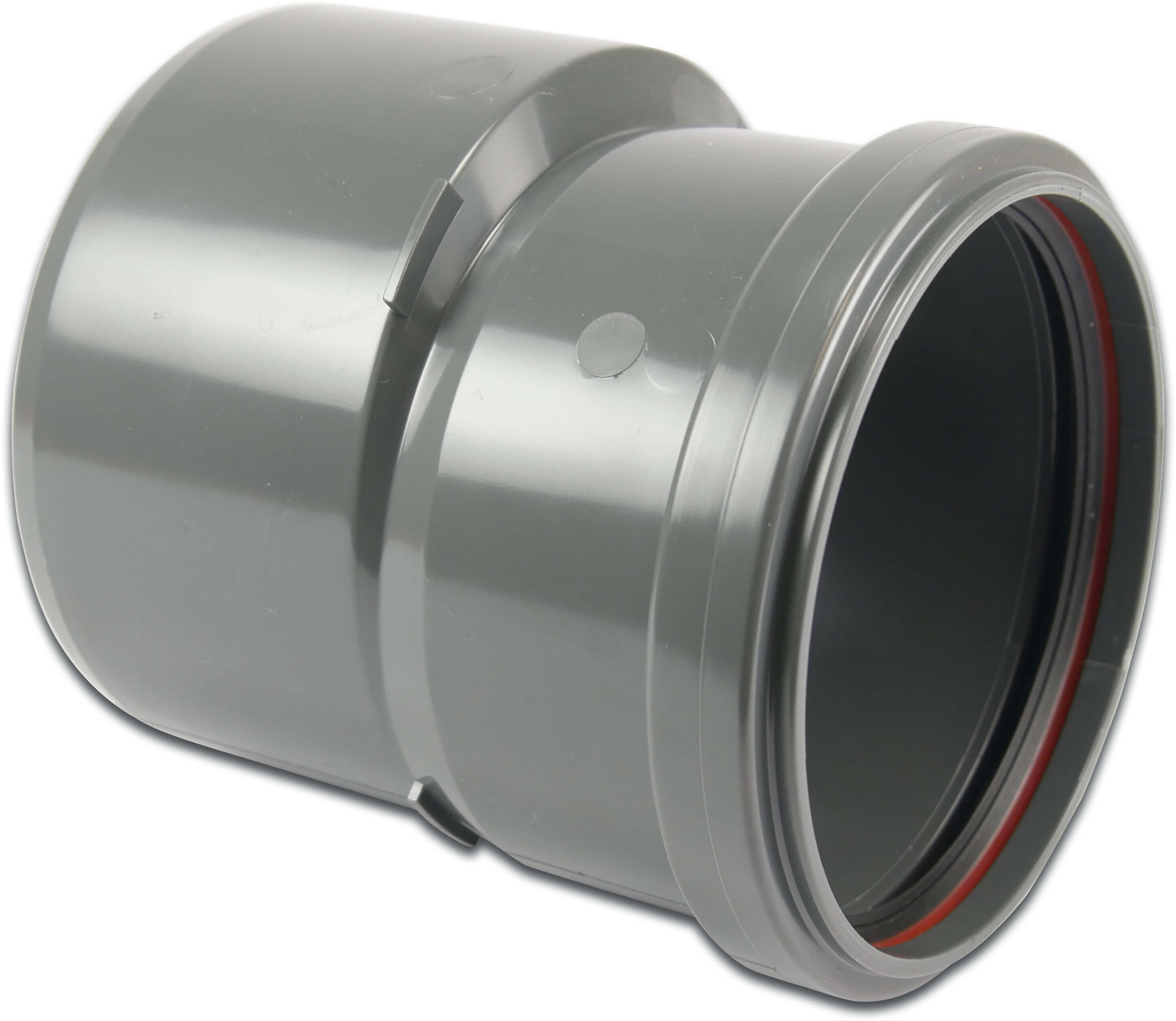 Reduzierstück exzentrisch PVC-U 110 mm x 125 mm SN4 Steckmuffe x Stutzen Grau KOMO/BENOR