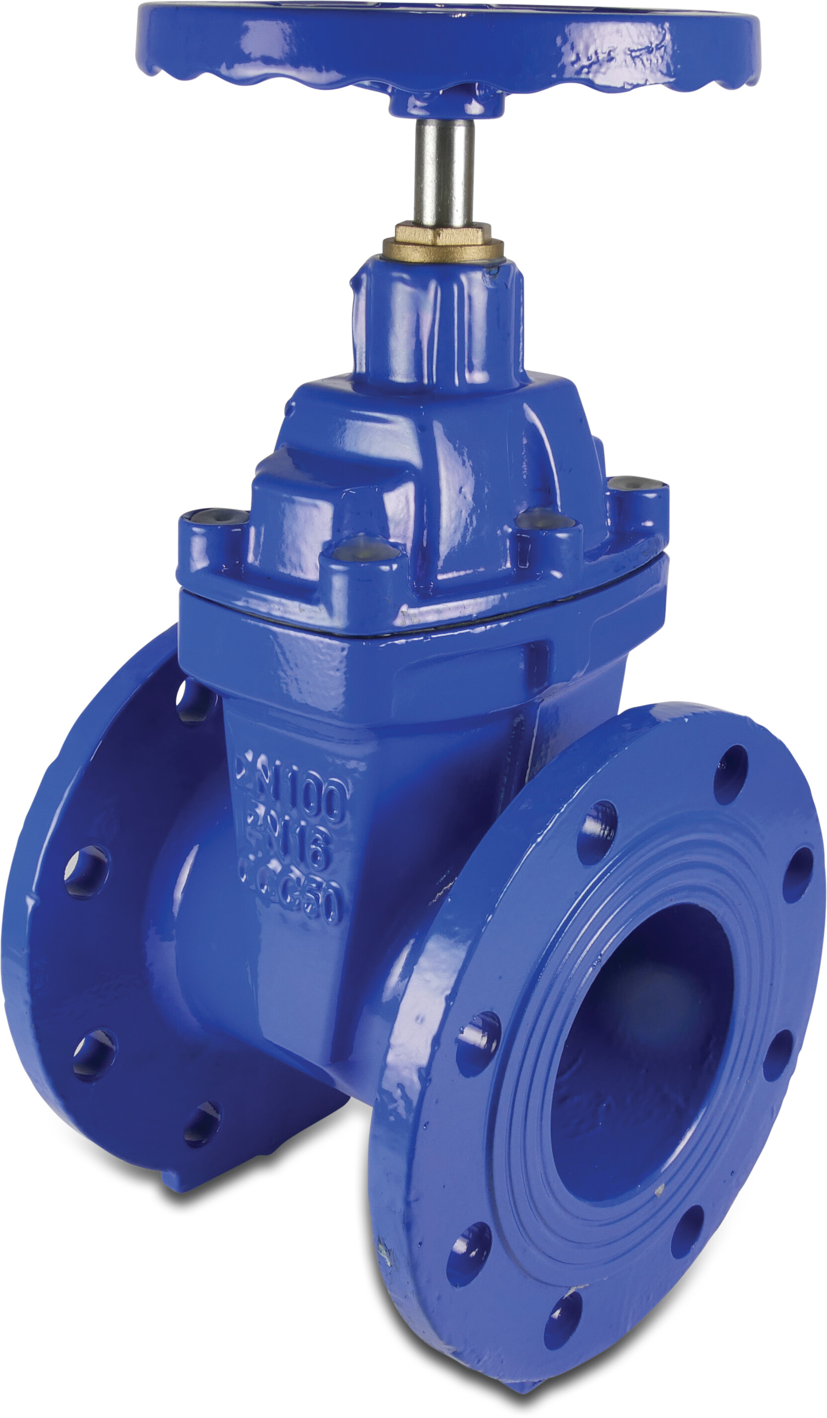 Profec Keilflachschieber Gußeisen GGG 50 Epoxybeschichtung DN125 DIN Flansch 16bar DN125 Blau PN10/16 Typ 302