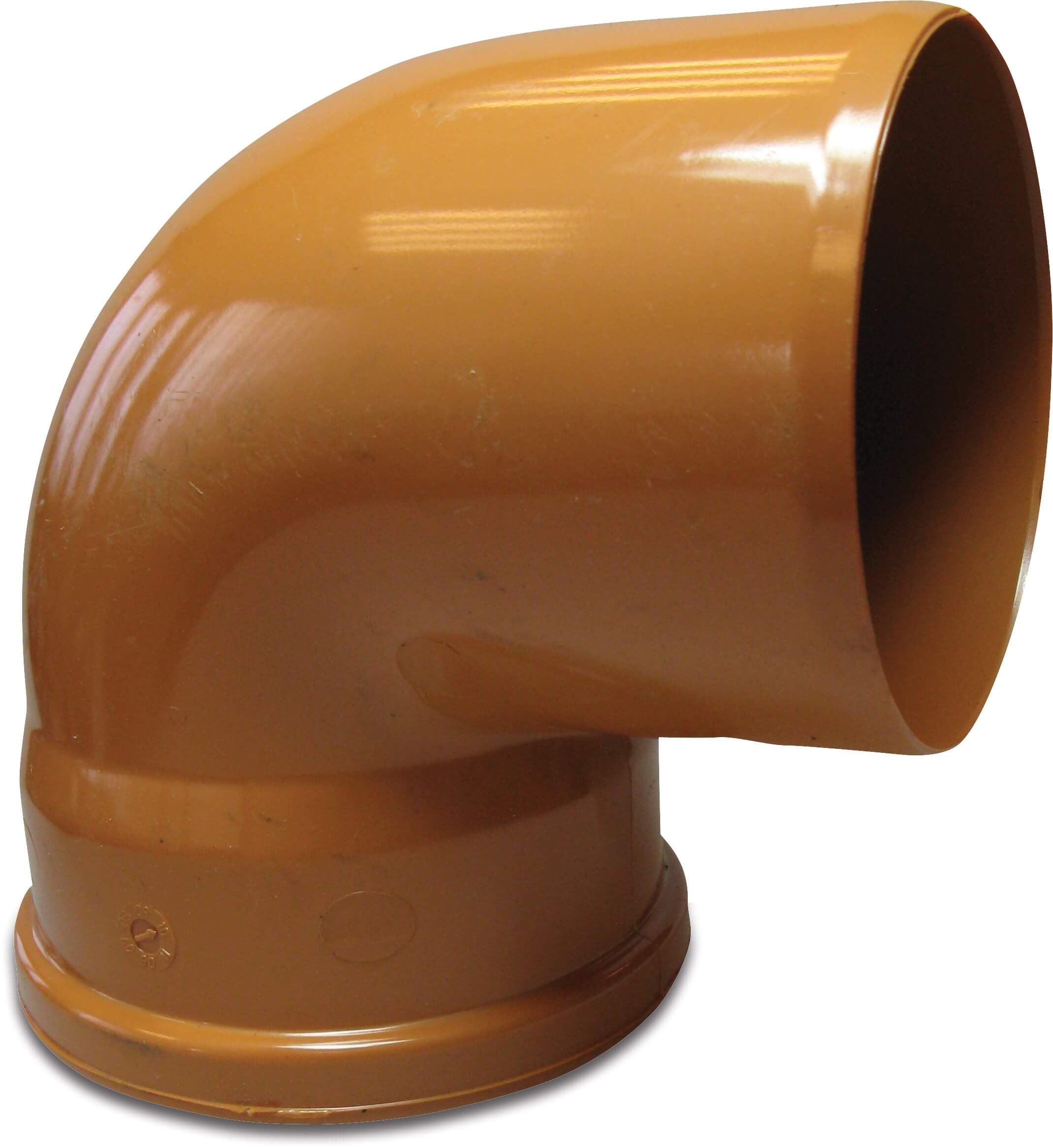 Drainage bend 87° PVC-U 110 mm SN4 ring seal x spigot redbrown