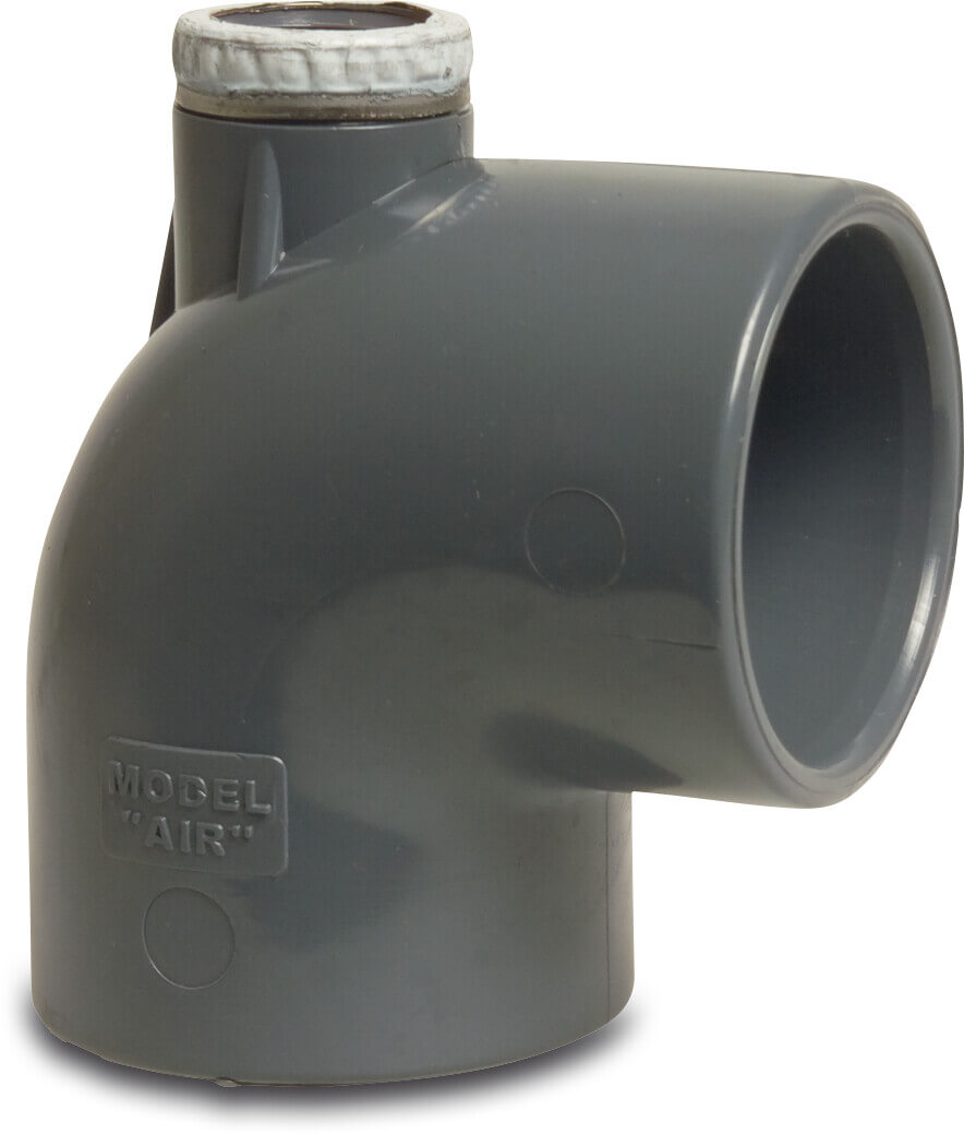 Elbow 90° with top outlet PVC-U 90 mm glue socket 16bar 3/4" grey