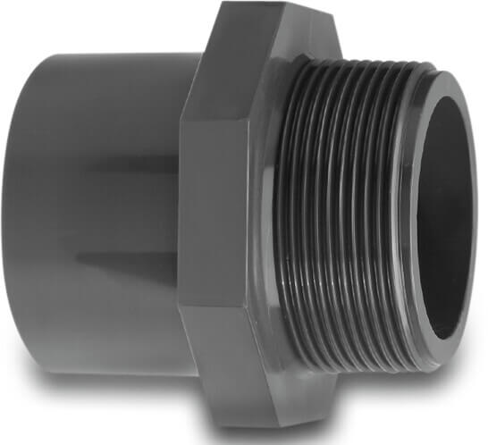 VDL Adaptor bush PVC-U 16bar spigot x male thread grey
