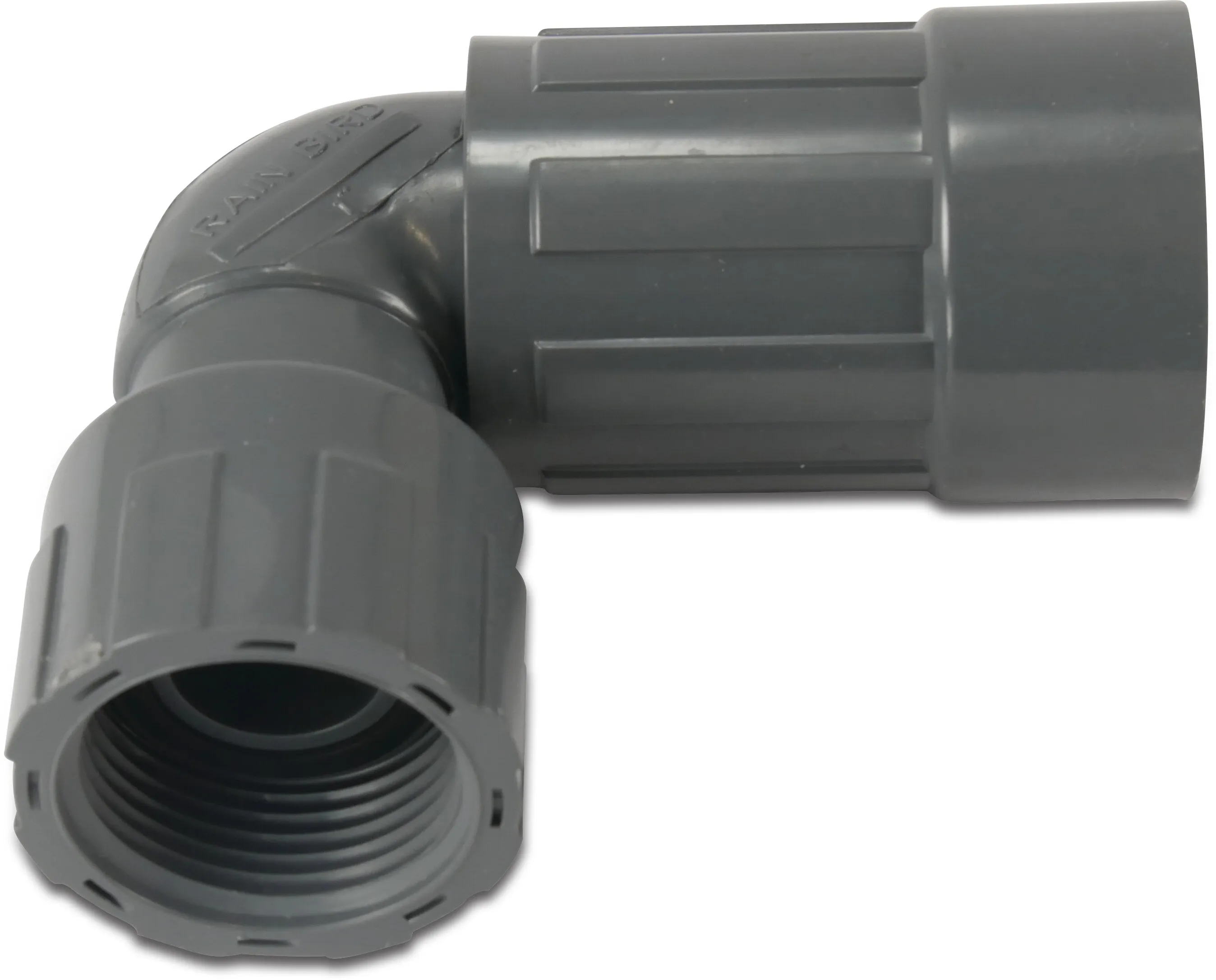 Rain Bird Unionsvinkel 90° PVC 1" invändig gänga 10bar grå type RB1200