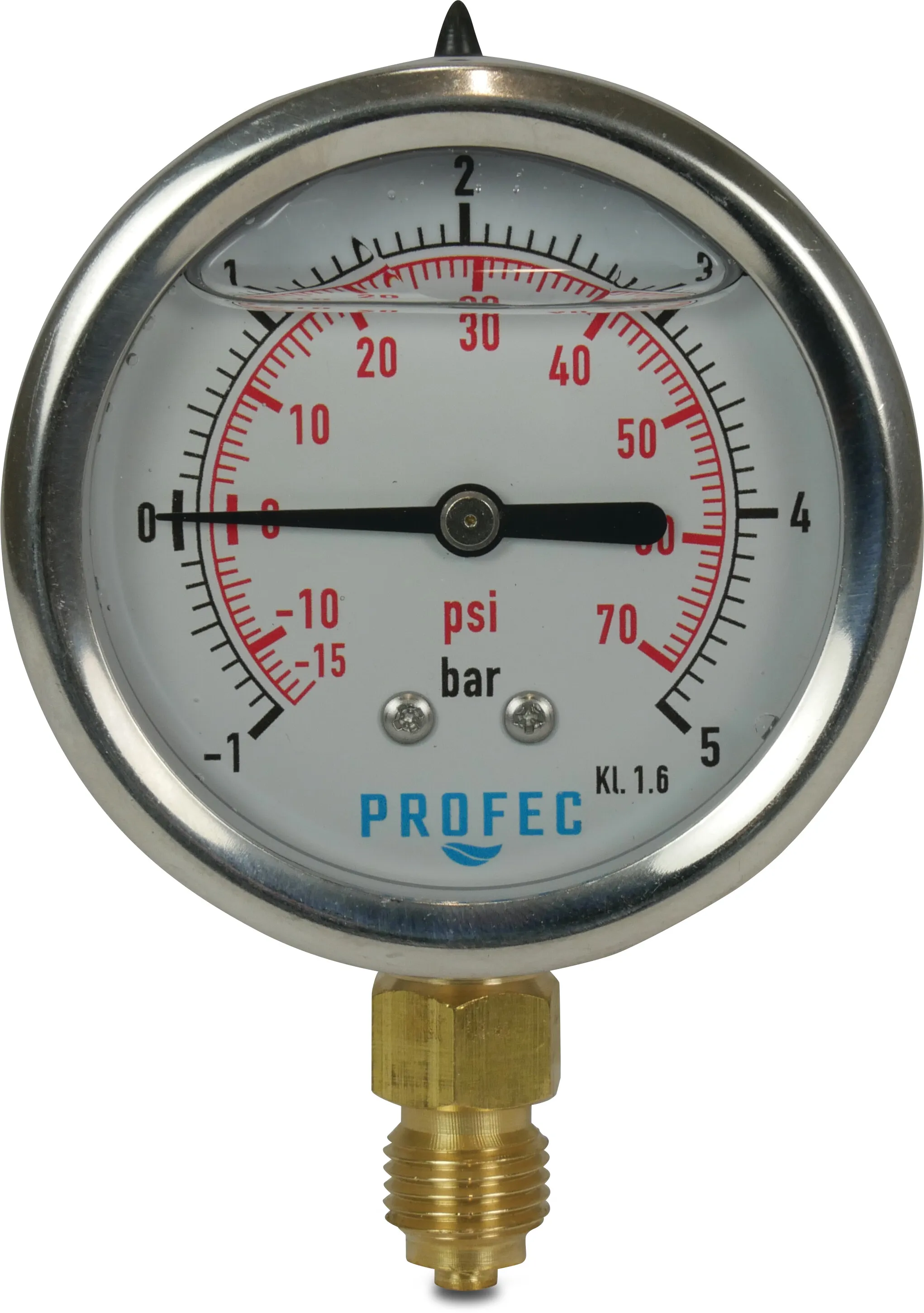 Profec Manometer 63 mm Außengewinde 0 - 16bar Typ Glyzeringefüllt Unten 1/4" L1