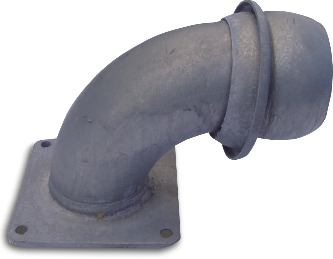 Bocht 90° staal gegalvaniseerd 120 mm x 4" V-deel Italiaans x vierkantflens type Italiaans