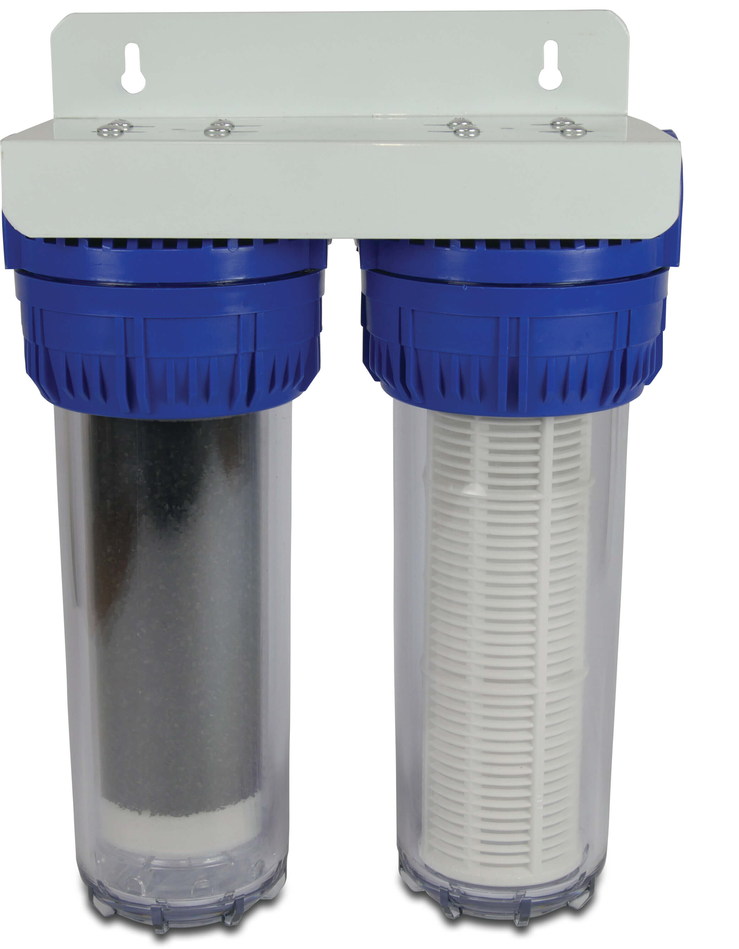 Profec Wasserfilter 10" Kunststoff 3/4" Innengewinde 8bar 60micron Polyestergaze Typ Douplex