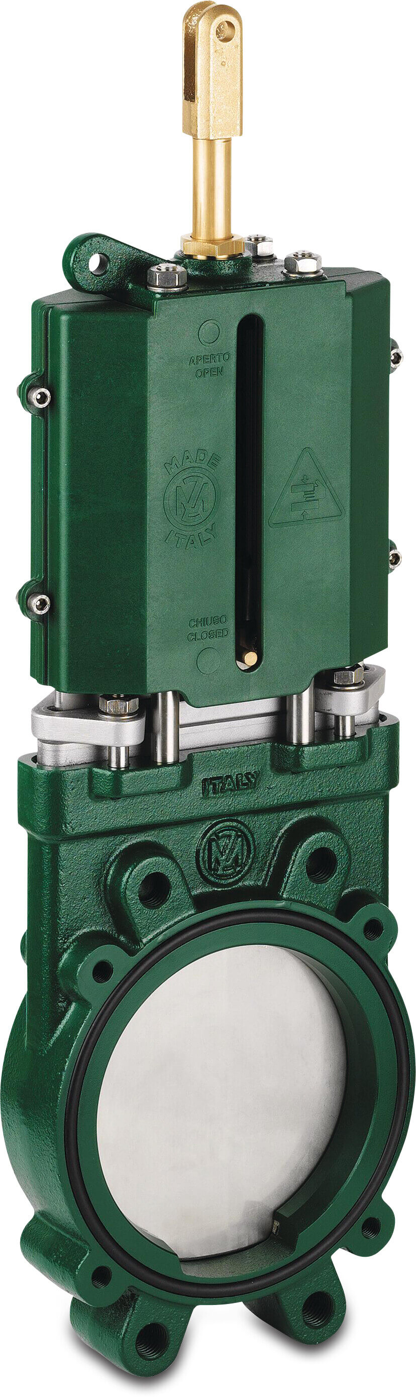 MZ Knife valve cast iron varnished 6" flange 10bar DN150 green PN10/16 type 0090