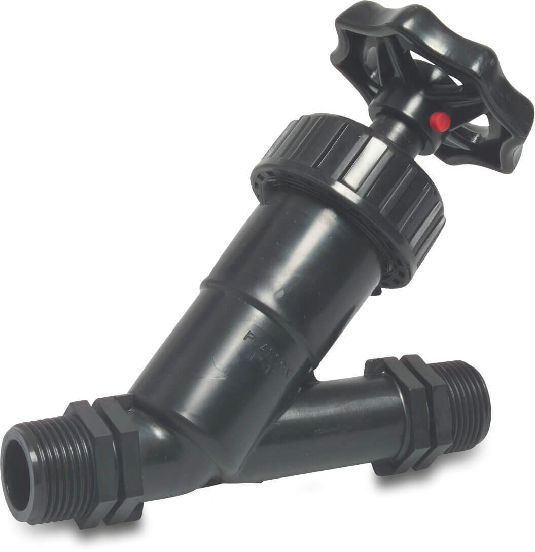 Globe valve PP 2" male thread 10bar black