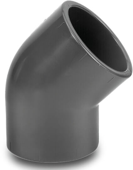 VDL Elbow 45° PVC-U 50 mm glue socket 10bar grey