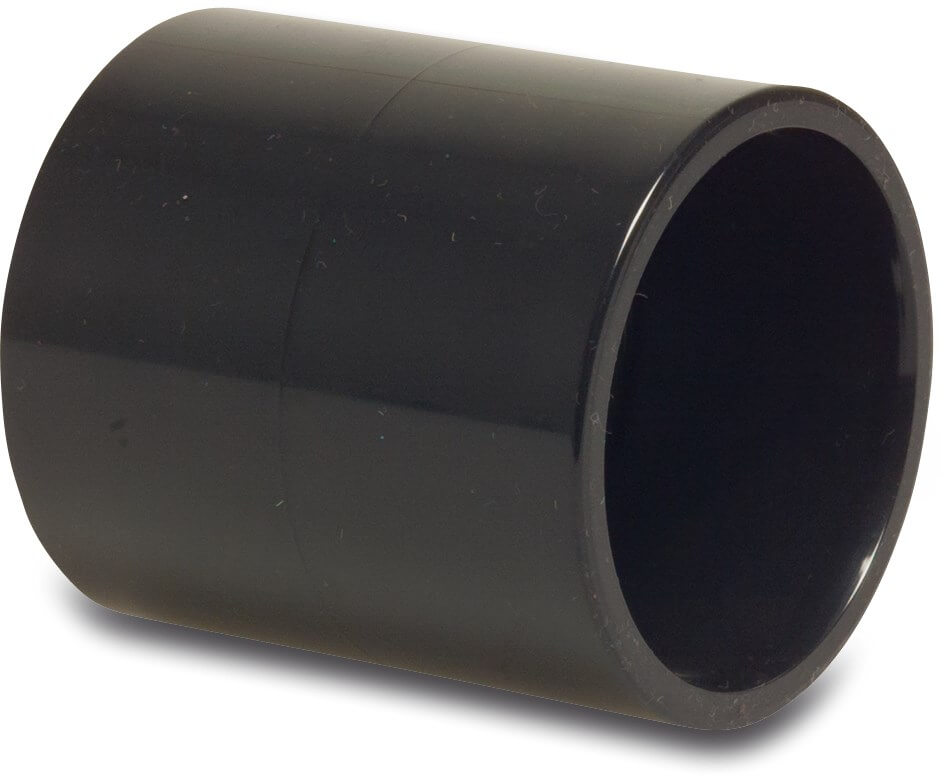 Socket PVC-U 50 mm glue socket 16bar black