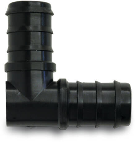 Kolano 90° PP 25 mm karbowane czarny