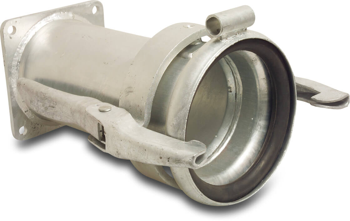 Snelkoppeling staal gegalvaniseerd 159 mm x DN150 M-deel Perrot x DIN flens PN10/16 type Perrot