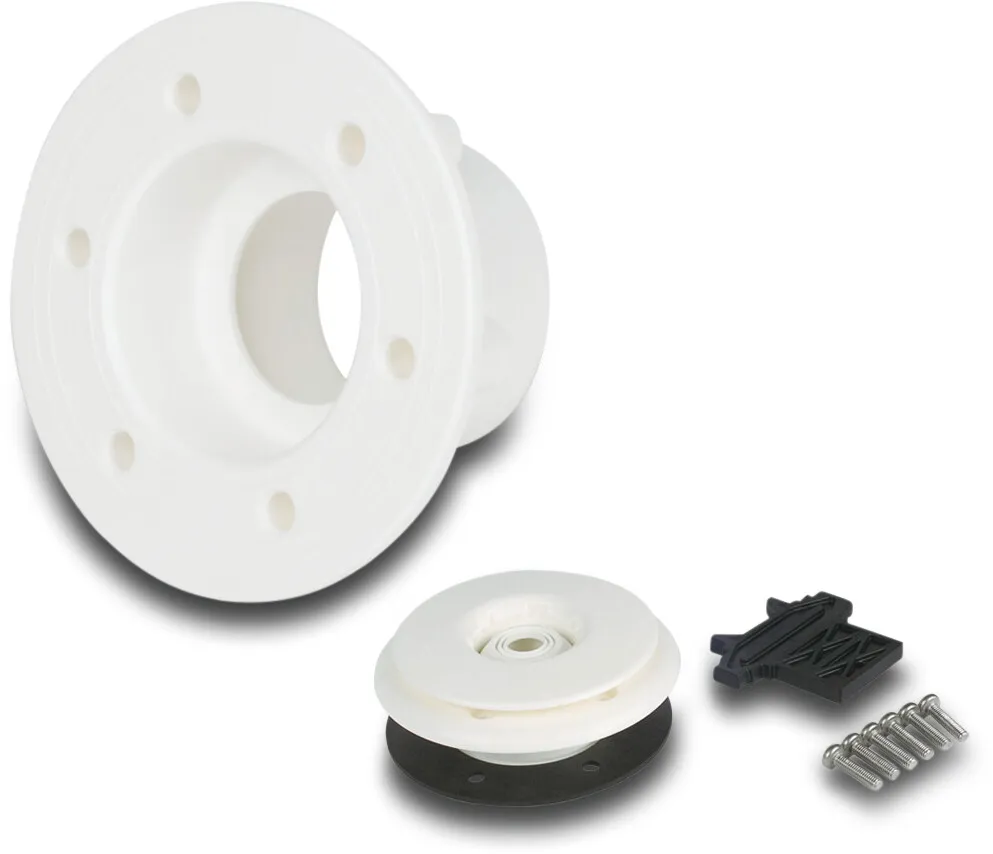 Ocean Inlet fitting ABS 2" x 50/63 mm male thread x glue socket/glue spigot white stainless steel inserts A4 type Standard with ss M5 thread