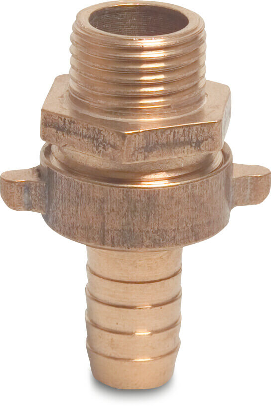 Profec Hose tail union adaptor brass male thread x hose tail flat seal