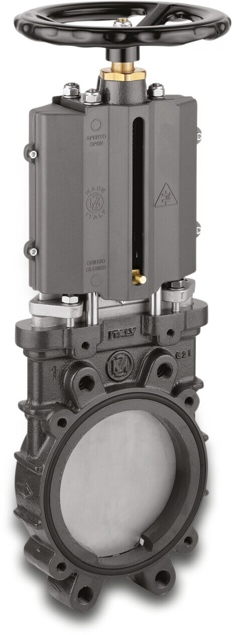 MZ Knife valve cast iron varnished 8" flange 8bar DN200 green PN10 type 0092