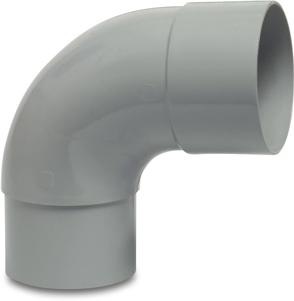 Bogen 87° PVC-U 80 mm Klebemuffe x Reduziert Grau