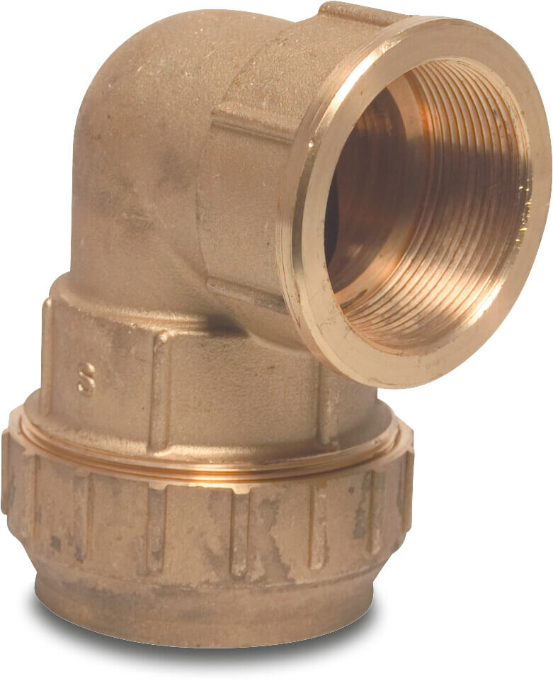 Adaptor elbow 90° brass 32 mm x 1" compression x female thread 16bar DVGW