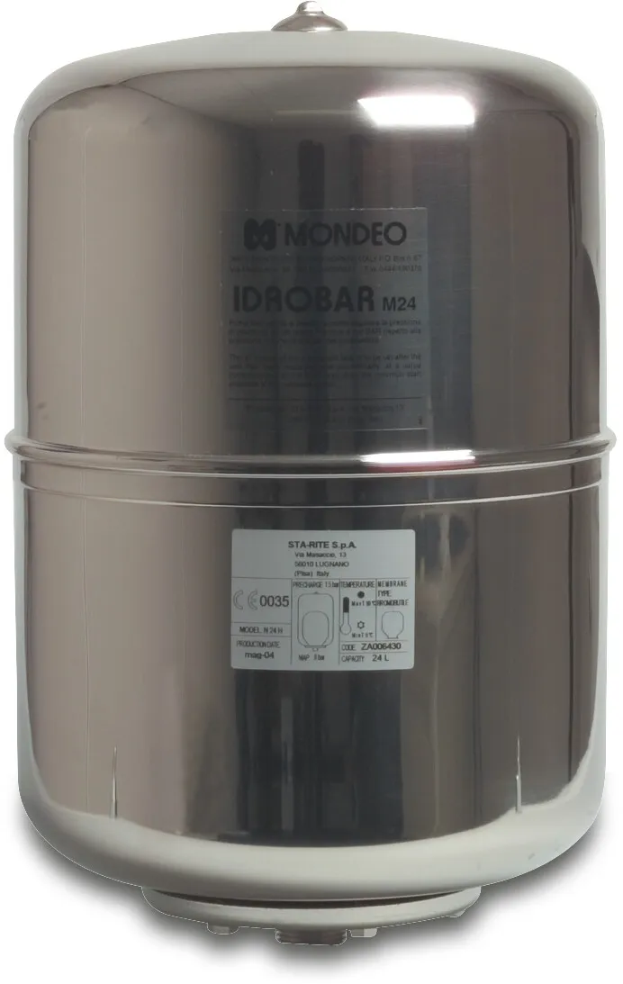 Pressure tank stainless steel 304 1" male thread 8bar 20ltr type vertical