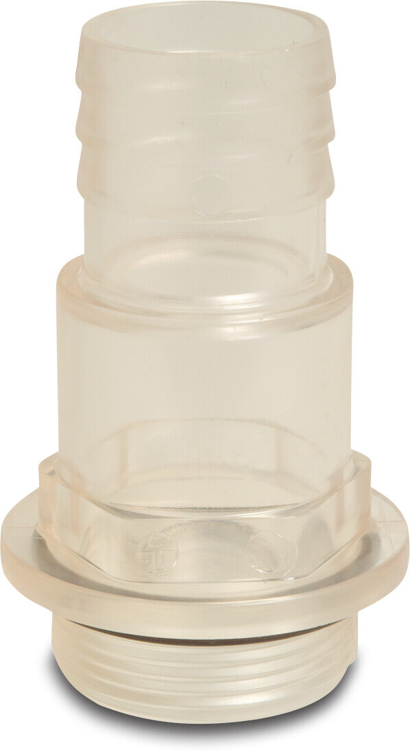 Praher Sight glass PVC-U 1 1/2" x 38 mm male thread x hose tail transparent