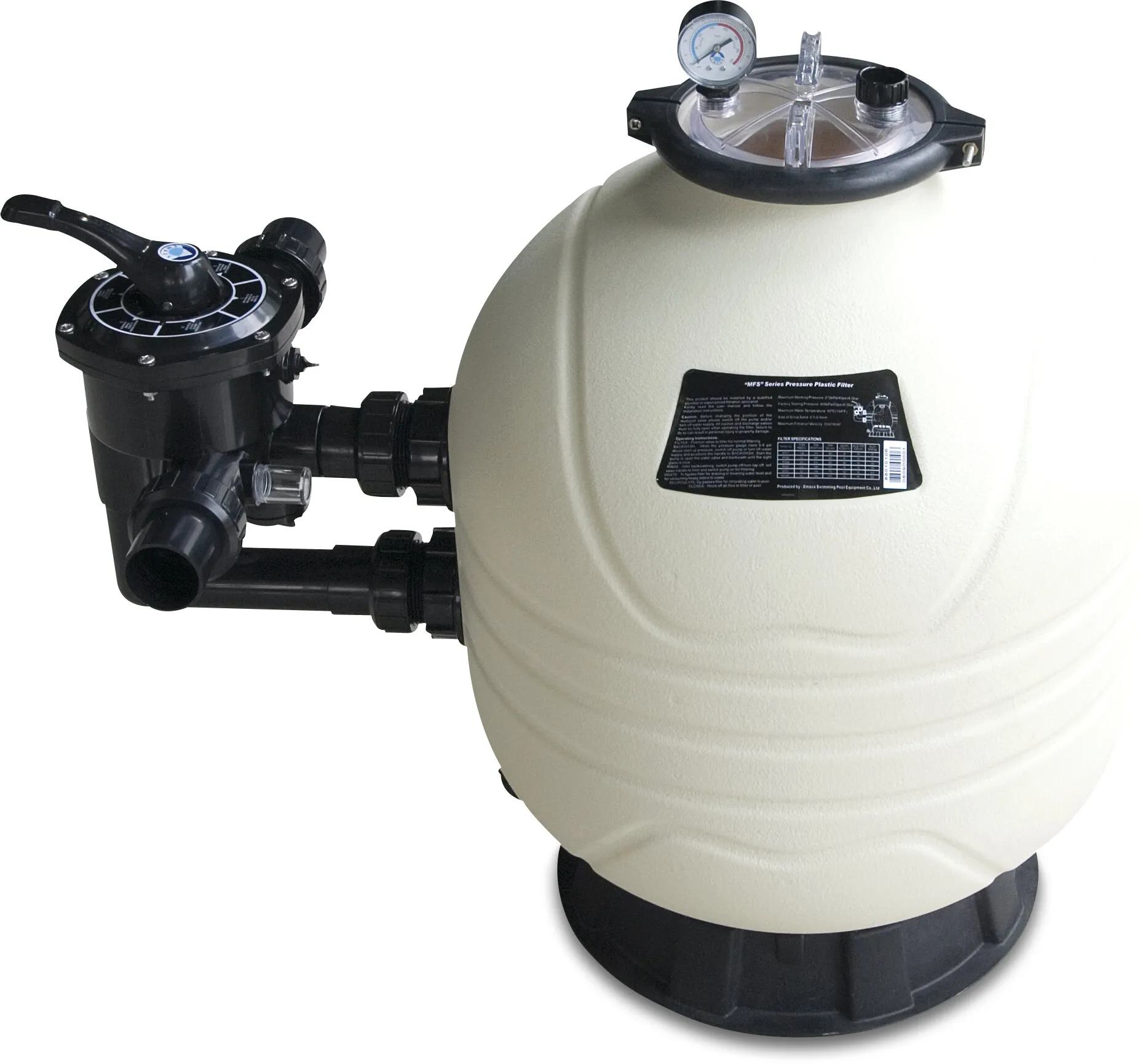 Flotide Sandfilter HDPE 50 mm / 1 1/2" metrisk/imperial limmuffe 2,8bar hvid type MFS17