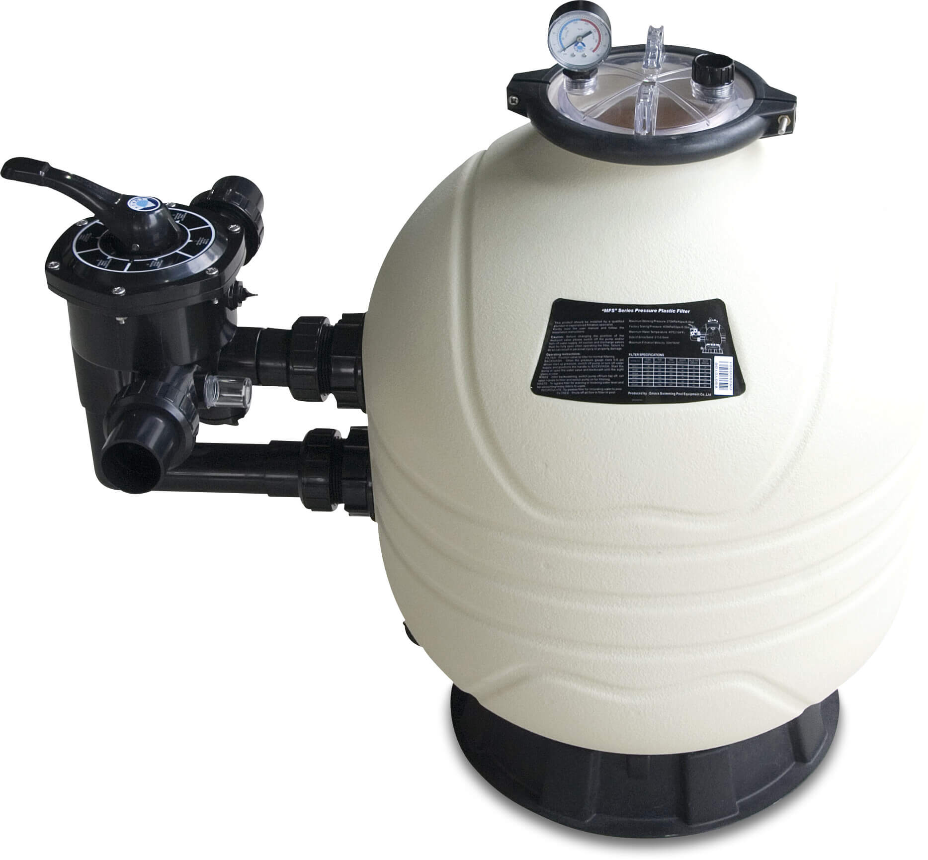 Flotide Sandfilter HDPE 50 mm / 1 1/2" metrisk/imperial limmuffe 2,8bar hvid type MFS20