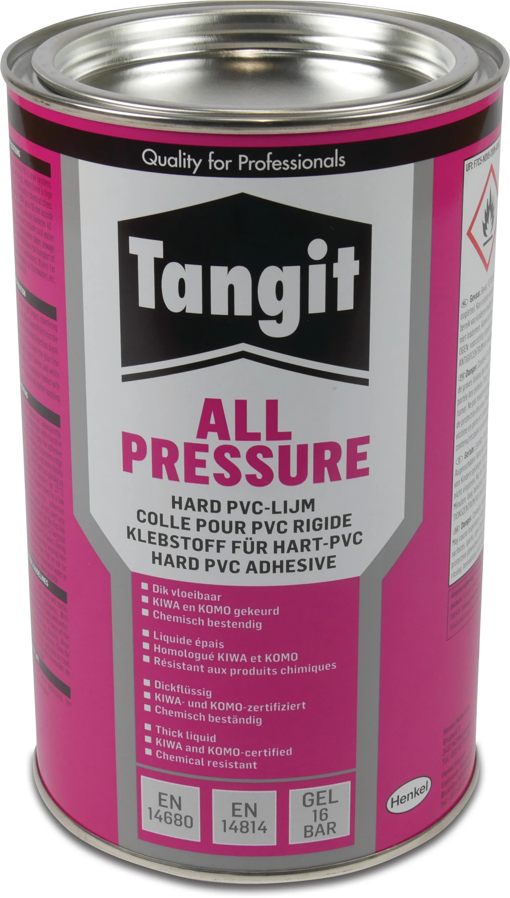 Tangit PVC glue 960g without brush KIWA type All Pressure label EN/DE/NL/FR