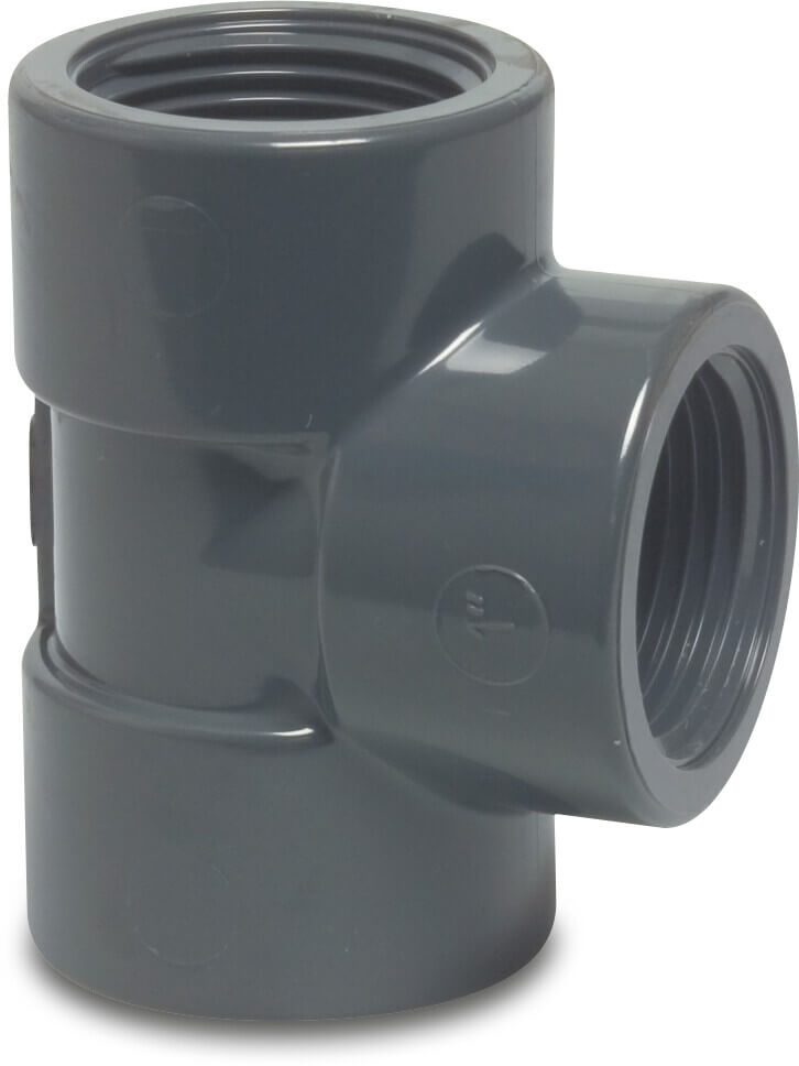 Profec T-piece 90° PVC-U 2 1/2" female thread 10bar grey