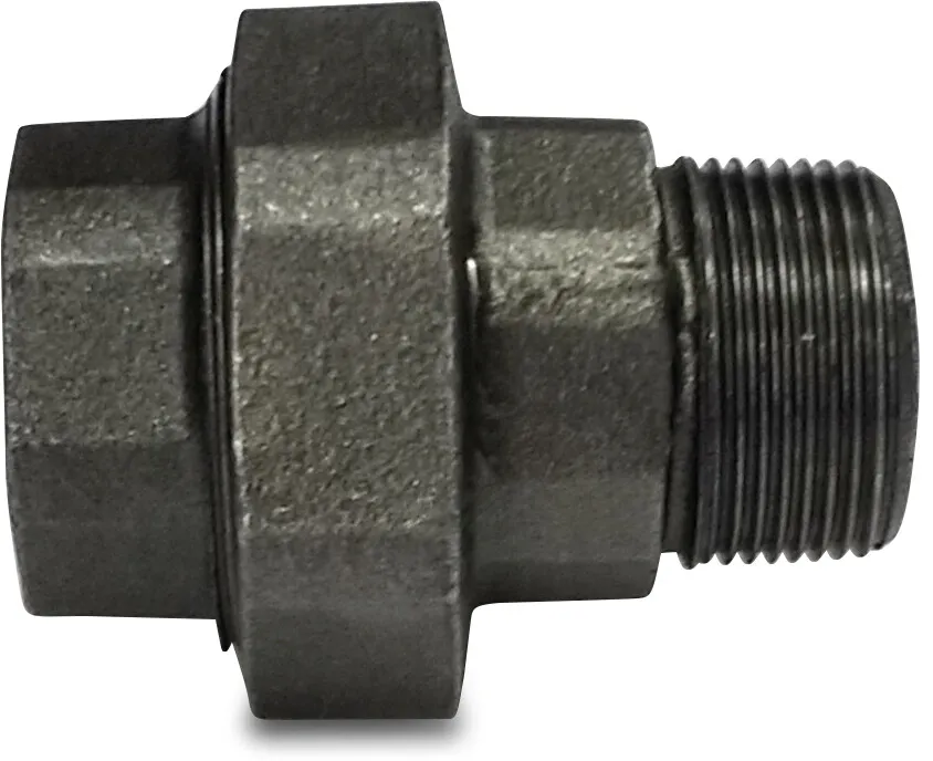 Nr. 331 Unionskoppling gjutjärn svart 2" invändig gänga x utvändig gänga 25bar DVGW type flat
