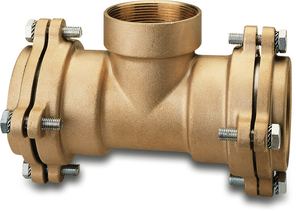 Itap Adaptor T-piece 90° brass 75 mm x 2 1/2" x 75 mm compression x female thread x compression 16bar DVGW type 035FL