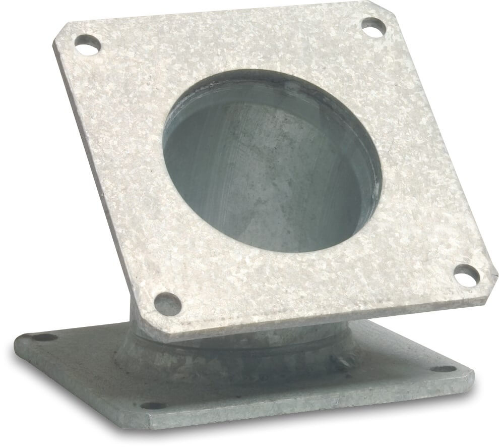 Bend 45° steel galvanised 6" square flange