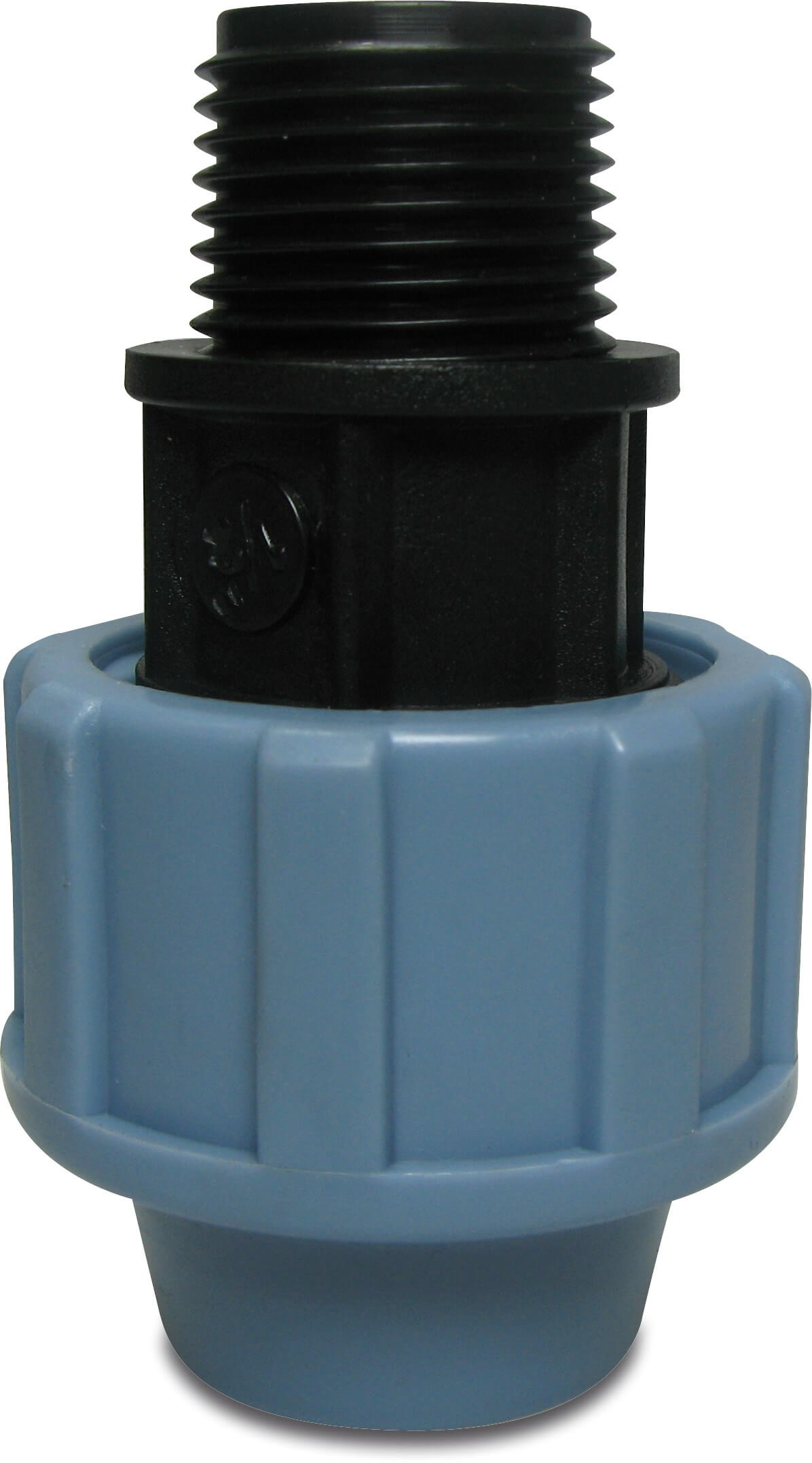 Unidelta Adaptor bush PP 16 mm x 1/2" compression x male thread 16bar black/blue DVGW/KIWA/WRAS