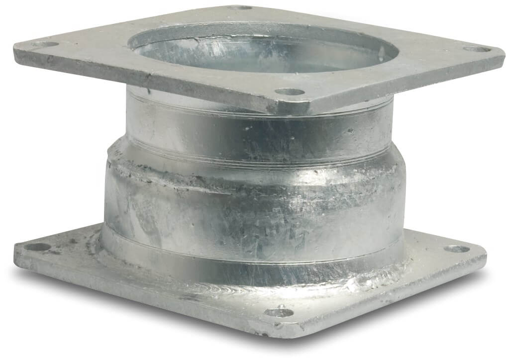 Reducer concentric steel galvanised 5" x 6" square flange