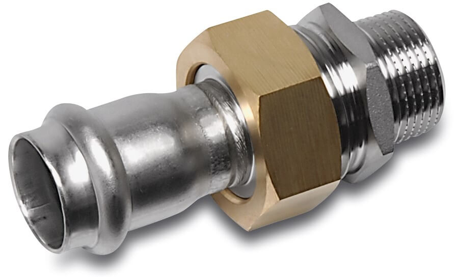 Bonfix Union adaptor stainless steel 316L 1/2" x 15 mm male thread x press KIWA