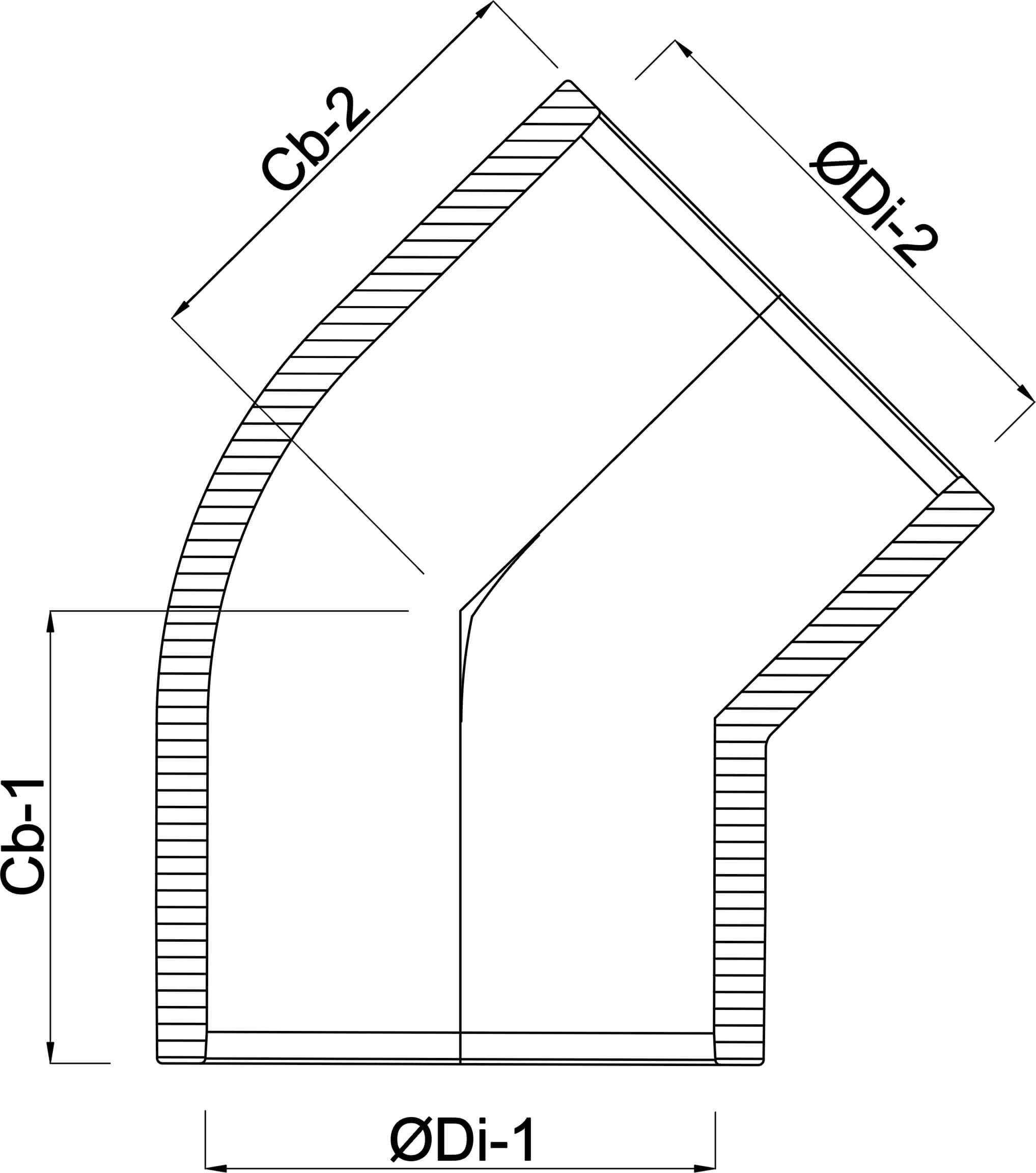 Profec Vinkel 45° PVC-U 50 mm limmuffe 16bar grå