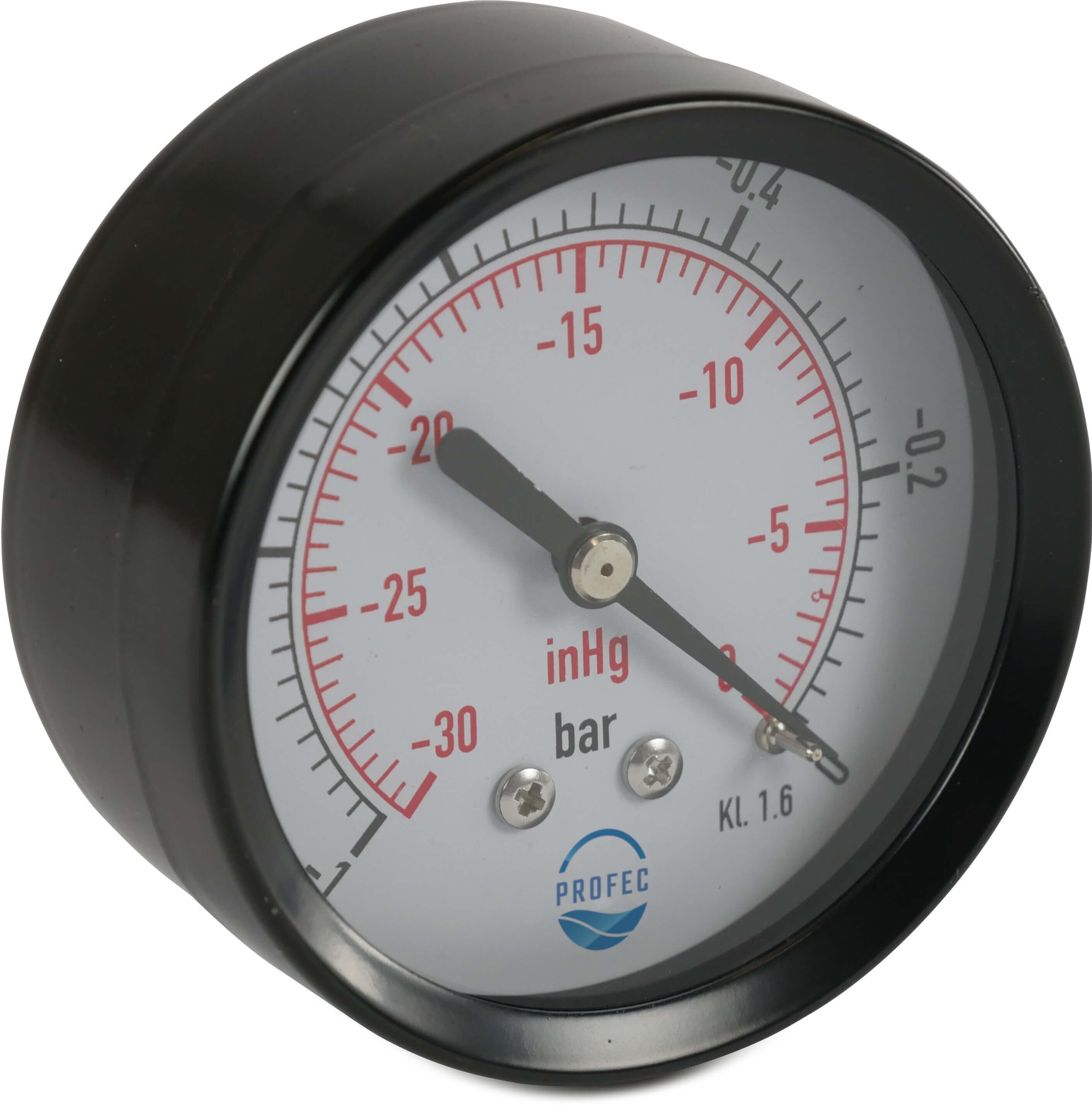 Profec Manometer 40 mm udvendig gevind 0 - 2,5bar sort type tør bagside tilslutning 1/8"